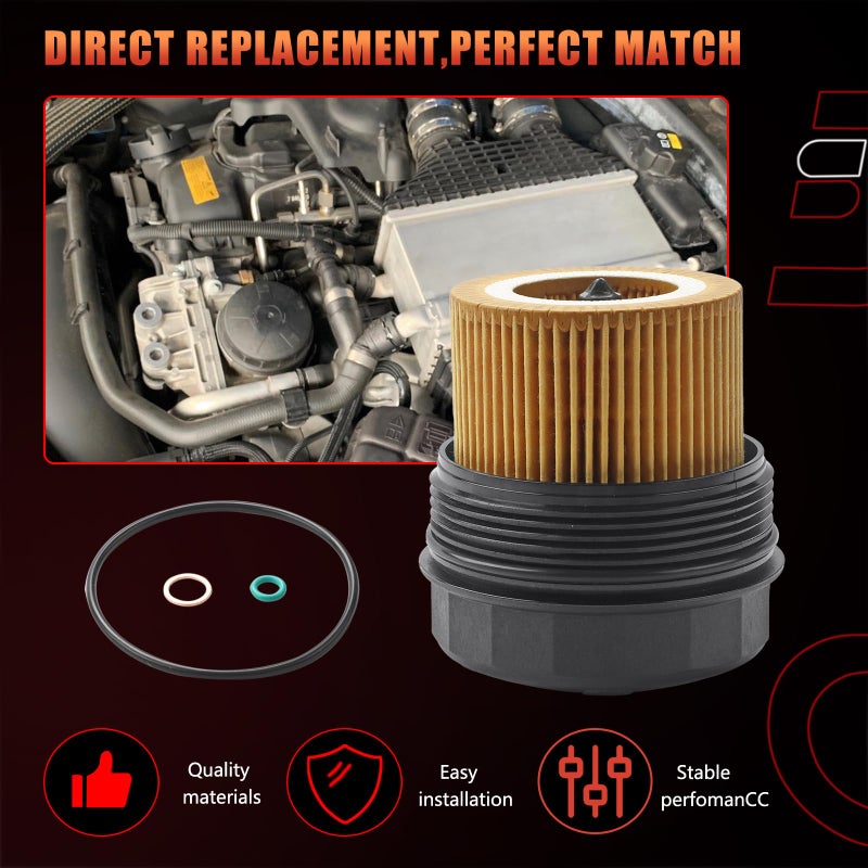 Dtomi Engine Oil Filter Housing Cover Cap Compatible With BMW Vehicle E60 E70 E90 E93 F10 F30 128i 135i 528i 528i 328i 335i 530i 740i X3 X5 X6 Z4 Replace# 11427525334 11427566327 917-056 - Image 4